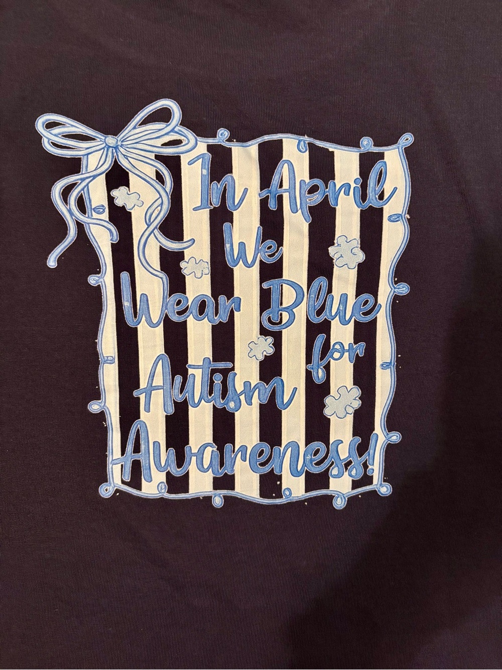 Autism Awareness Navy Jerzees Graphic Tee In April We Wear Blue Custom DTF Shirt